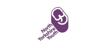 Logo for North Yorkshire Youth featuring a stylised purple “NYY” above the text “North Yorkshire Youth” written diagonally in matching purple font on a white background.