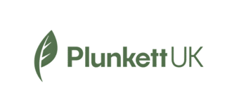 Plunkett UK logo featuring a green leaf graphic to the left of the green text Plunkett UK on a white background.