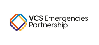 VCS Emergencies Partnership logo featuring three overlapping, multicoloured squares next to the organisation’s name in bold black text on a white background.