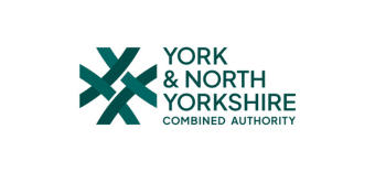 Logo for York & North Yorkshire Combined Authority, featuring a geometric, interwoven teal design to the left of the name written in bold, uppercase letters.