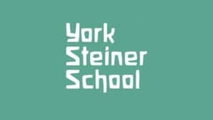 White text on a green background reads York Steiner School in a distinctive, playful font, reflecting the creativity inspired by its Trustees.