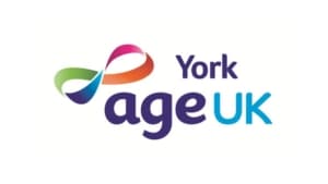 Logo for Age UK York, featuring a multicoloured infinity symbol and the words “York Age UK” in purple and blue text on a white background—perfect for representing the trusted local support provided by Age UK York and its dedicated team, including the Head of Finance.